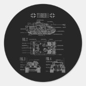 Tank Tiger I Engineering Bluepe des Zweiten Weltkr Runder Aufkleber (Vorderseite)
