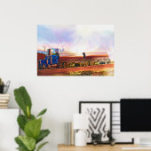 Tanker Truck Highway Driving Transport Art Poster (Heimbüro)
