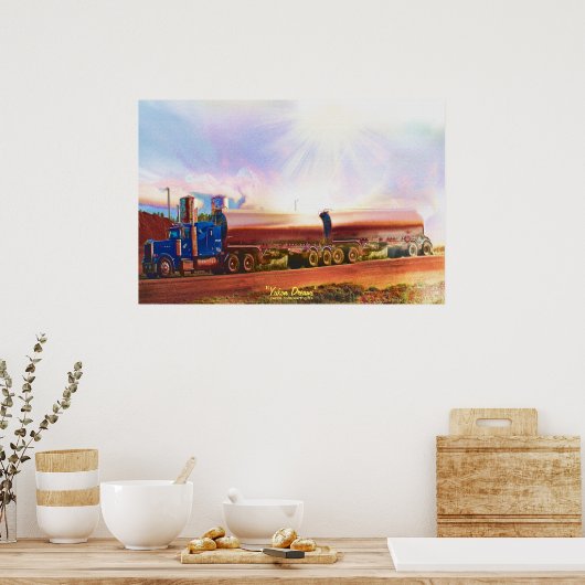 Tanker Truck Highway Driving Transport Art Poster (Küche)
