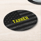 Tankergedämpfte amerikanische Flagge Runder Pappuntersetzer (Angewinkelt)