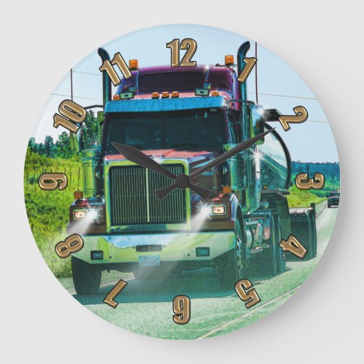 Tankerzisternuhr für Lkw-Fahrer Wall Clock Große Wanduhr (Vorderseite)