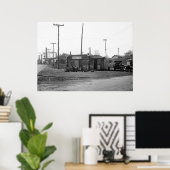 Tankstelle 1925 und Autos Poster (Heimbüro)