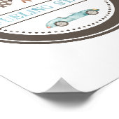 Tankstelle Blaue Rennautosigne Poster (Ecke)