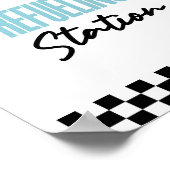 Tankstelle Blue Race Car Drink Table Sign Poster (Ecke)