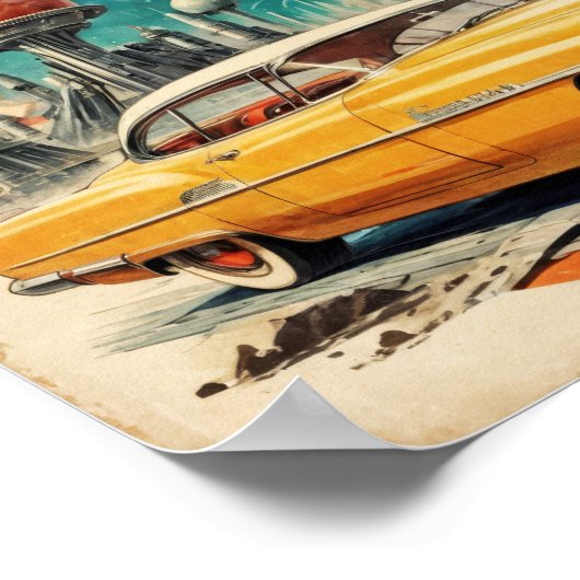 Tankstelle für Retro Futurism Car Fuel Station der Poster (Ecke)