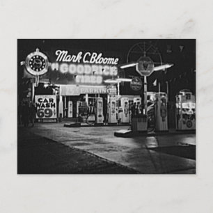 Tankstelle Hollywood Kalifornien Vintage 1942 Postkarte
