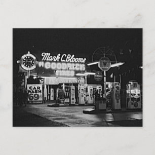 Tankstelle Hollywood Kalifornien Vintage 1942 Postkarte