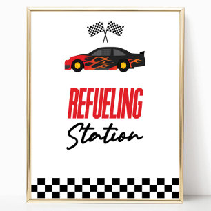 Tankstelle Roter Race Car Drink Tafelzeichen Poster