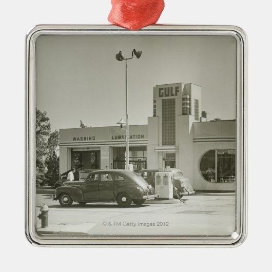 Tankstelle Silbernes Ornament (Vorne)