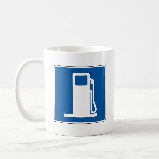 Tankstelle-Straßenschild Kaffeetasse (Links)