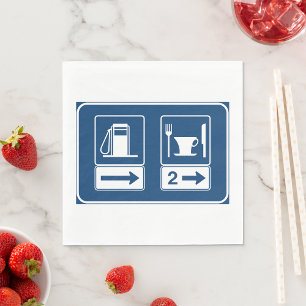 Tankstelle und Diner Blue Retro-Straßenschild Serviette