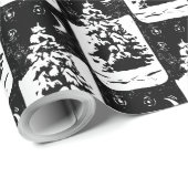 Tanne Baum in Snowy Landschaft Lino Print Geschenkpapier (Rolleneckpunkt)