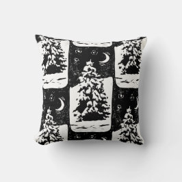 Tanne Baum in Snowy Landschaft Lino Print Kissen