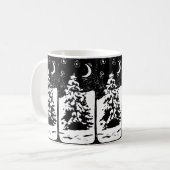 Tanne Baum in Snowy Landschaft Lino Print Tasse (Vorderseite Links)