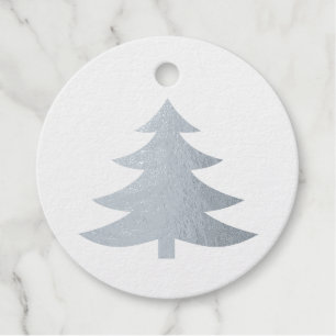 Tanne oder Weihnachtsbaum in Silber- oder Goldfoli Geschenkanhänger