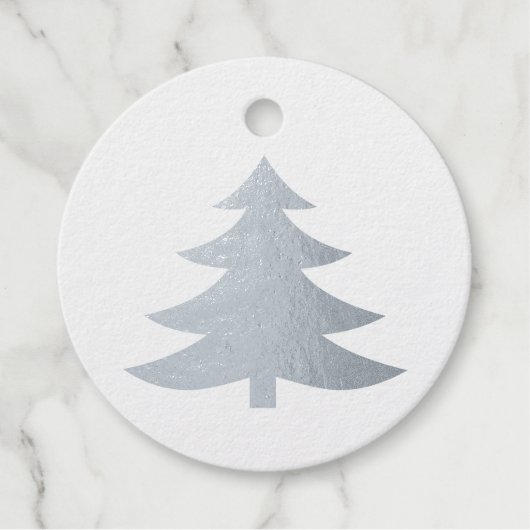 Tanne oder Weihnachtsbaum in Silber- oder Goldfoli Geschenkanhänger (Vorderseite)