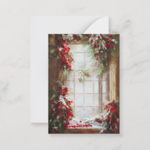 Tanne und Beeren Fenster Budget Mini Weihnachten Mitteilungskarte