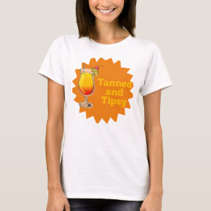 Tanned and Tipsy Typografie Fun Orange Cocktail T-Shirt