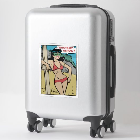 Tanned Beach Bunny Bikini Girl • What's Up Nerds? Aufkleber (Koffer)