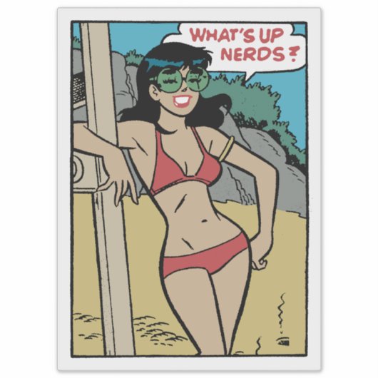 Tanned Beach Bunny Bikini Girl • What's Up Nerds? Aufkleber (Vorderseite)