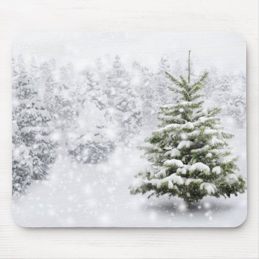 Tannen-Baum im starken Schnee Mousepad (Vorne)