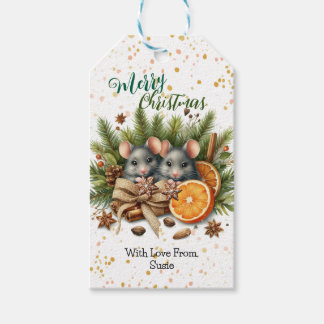 Tannen-Burlap und Weihnachtsmäuse Weihnachten  Geschenkanhänger