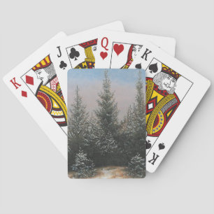 Tannen im Schnee (Winterliche Weihnachtsszene) Spielkarten