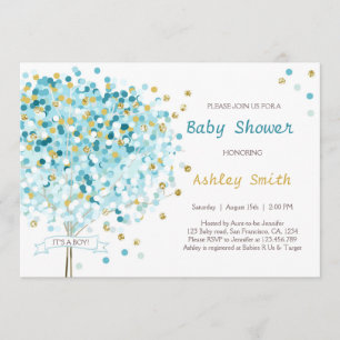 Tannen-Konfetti-Baby-Shower-Einladung Junge Blau G Einladung