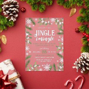 Tannen-Schneeflocken-Jingle-&-Mingle-Weihnachtsfei Acryleinladungen