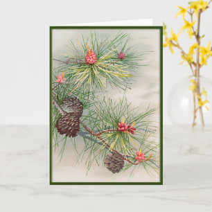 Tannen und Blumen Weihnachten Karte