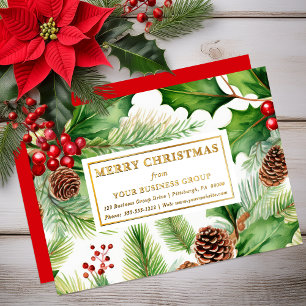 Tannen Zapfen Beeren Geschäft Weihnachten Folien Feiertagskarte