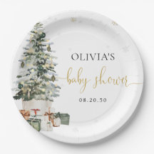 Tannenbaum-Baby-Party-Papierteller