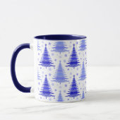 Tannenbaum Blau Periwinkle Muster Design Tasse (Links)