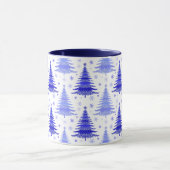 Tannenbaum Blau Periwinkle Muster Design Tasse (Zentrum)
