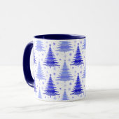 Tannenbaum Blau Periwinkle Muster Design Tasse (Vorderseite Links)