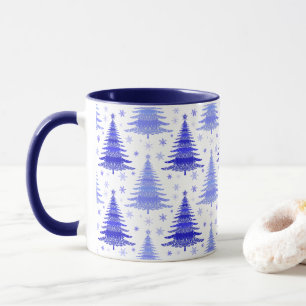 Tannenbaum Blau Periwinkle Muster Design Tasse