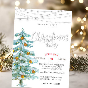 Tannenbaum, Goldene Kugeln, Lichter Weihnachtsfeie Einladung