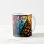 Tannenbaum im Buntglasstil mit Stern Kaffeetasse (VorderseiteRechts)