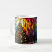 Tannenbaum im Buntglasstil mit Stern Kaffeetasse (Vorderseite Links)