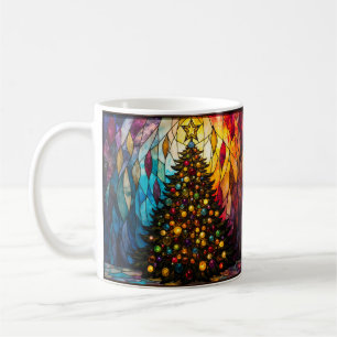 Tannenbaum im Buntglasstil mit Stern Kaffeetasse