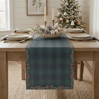 Tannenbaum-Kranz-Tartan-Karo individuell Familienn Kurzer Tischläufer