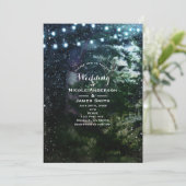 Tannenbaum & Lichter Winter Hochzeitseinladungen Einladung (Stehend Vorderseite)