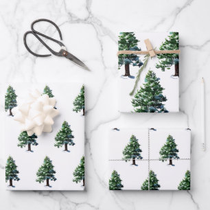 Tannenbaum mit Schnee Weihnachts-Feiertags-Muster Geschenkpapier Set