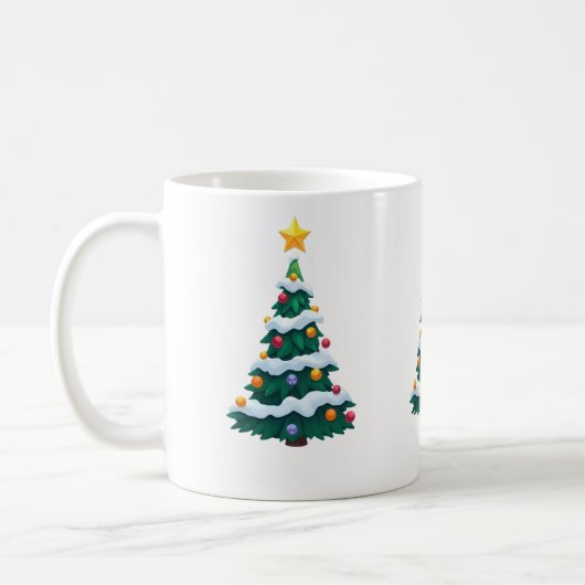 Tannenbaum mit Schneetasse Kaffeetasse (Links)