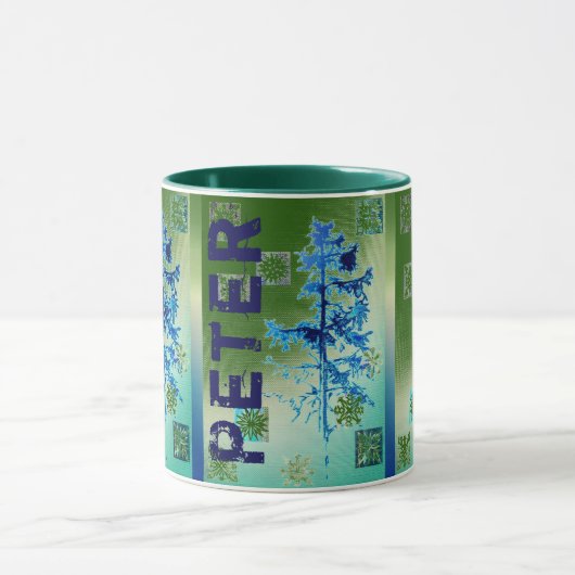 Tannenbaum & Schneeflocken & Ihr Name Tasse (Zentrum)