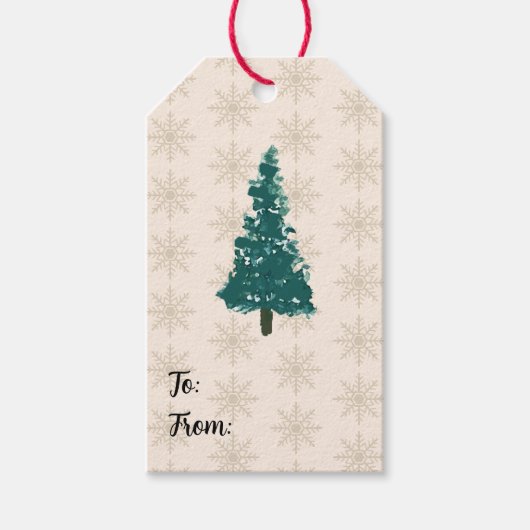 Tannenbaum-Schneeflocken-Muster Geschenkanhänger (Vorderseite)