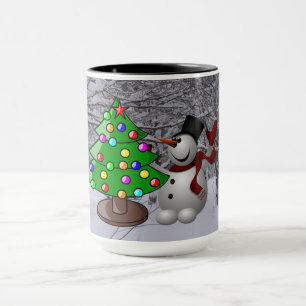 Tannenbaum, Schneemann, Schneeszene Combo Tasse