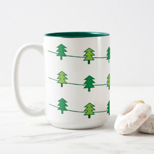 Tannenbaum-Streifen-Tannenbaum Zweifarbige Tasse