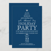 Tannenbaum Typographic Cobalt Holiday Party Einladung (Vorne/Hinten)
