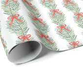 Tannenbaum und rotes Schleifenmuster Geschenkpapier (Rolleneckpunkt)